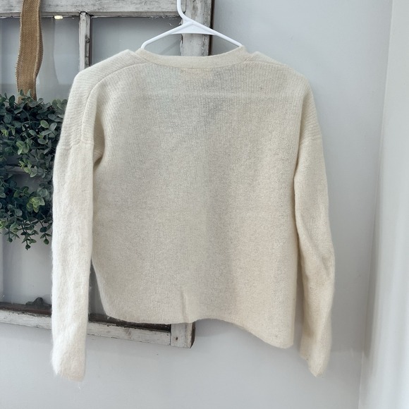 Sezane Willy Mohair Alpaca Henley Sweater Ecru Cream Button Detail XS - Picture 4 of 5